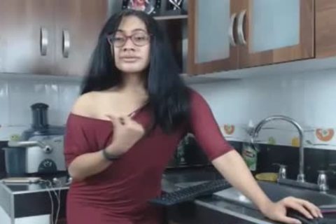Nerdy Shemale Flashing Big Cock And Ass