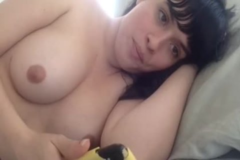 dark Hair humongous tits ladyboy Tugs Her weenie Until that babe Cums Off
