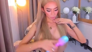 Hard ramming in company with transsexual live on webcam