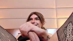 Latina in sexy stockings masturbating on webcam