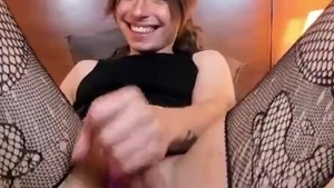 Latina in sexy stockings masturbating on webcam