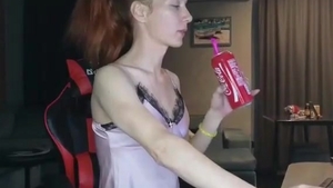 Skinny European ladyman Tugs Her pecker On webcam